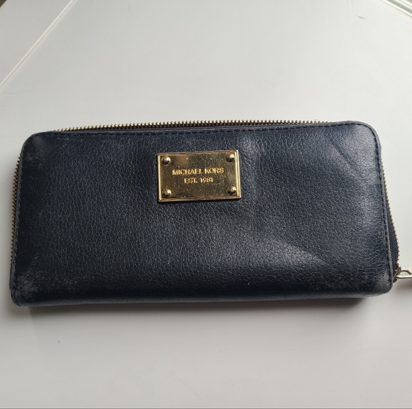 Michael Kors Handbags - Michael Kors Navy Leather Wallet